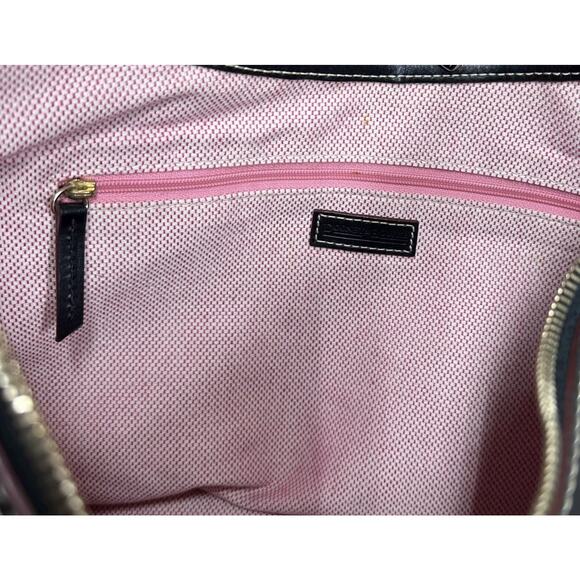 Vtg Dooney & Bourke Monogram Shoulder Bag Purse Ivory Black Leather Trim 10.5x15 - Picture 13 of 14